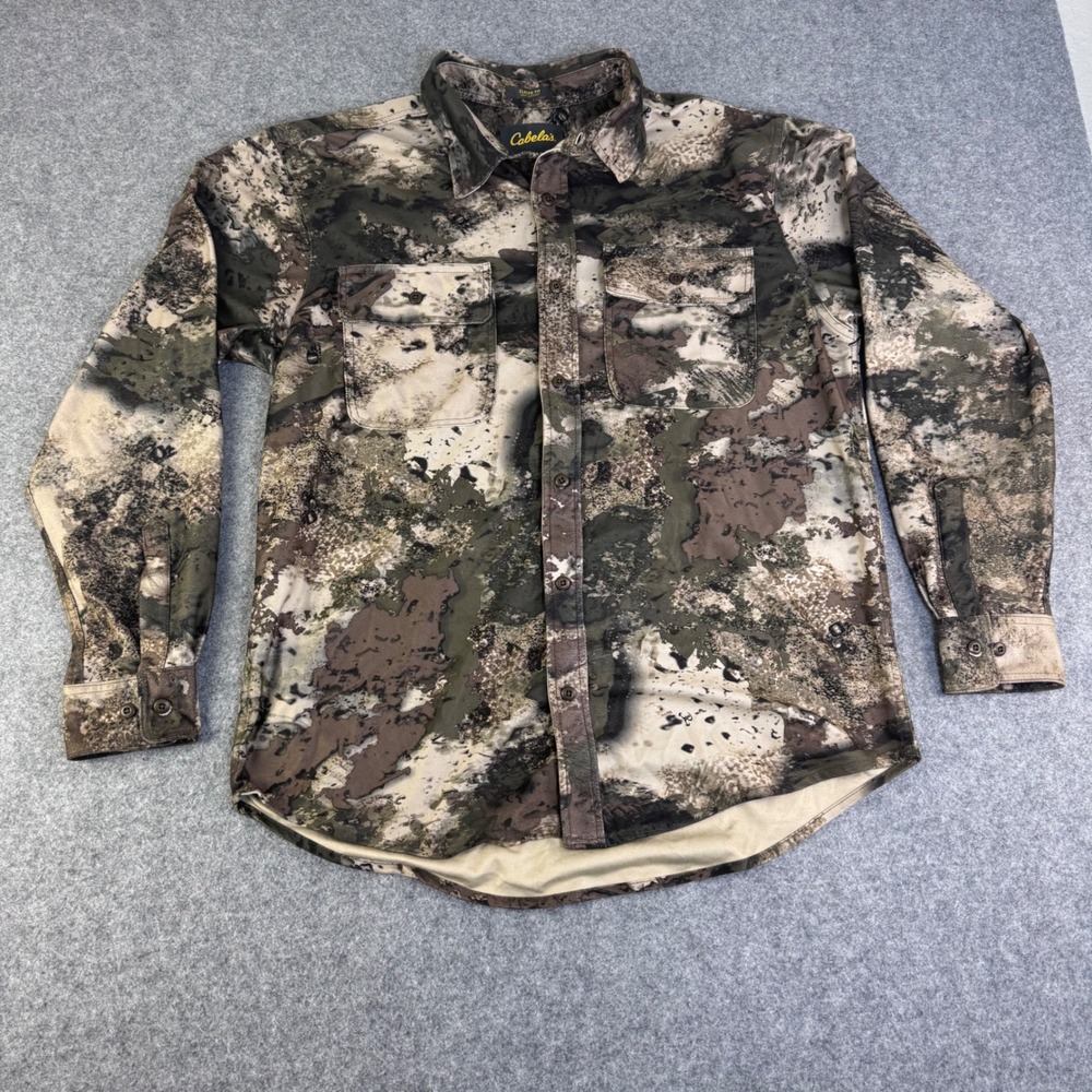 Cabelas Mens O2 Octane Camo Button Down Shirt Classic Fit Large Long Sleeve L